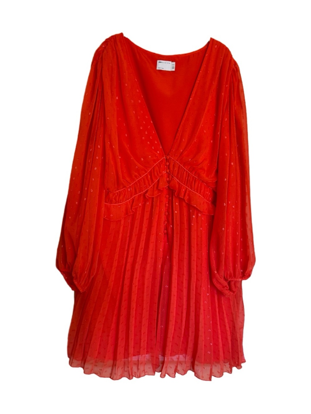 ASOS DESIGN Curve Button Through Ruched Waist Pleated Mini Dress Sz 22 Orange